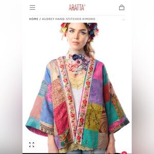 NWT ARATTA AUDREY HAND-STITCHED KIMONO O/S